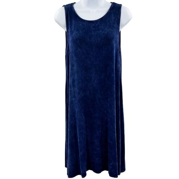 Alya Buckle Bleached Stone Wash Sleeveless Tunic Strappy Back Dress Medium - Picture 1 of 8